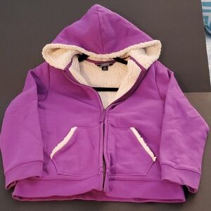 Lands' End Purple Hoodie with Sherpa Lining, Size Girl's M (10-12)